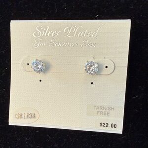 Silver Plated Cubic Zirconia Stud Earrings